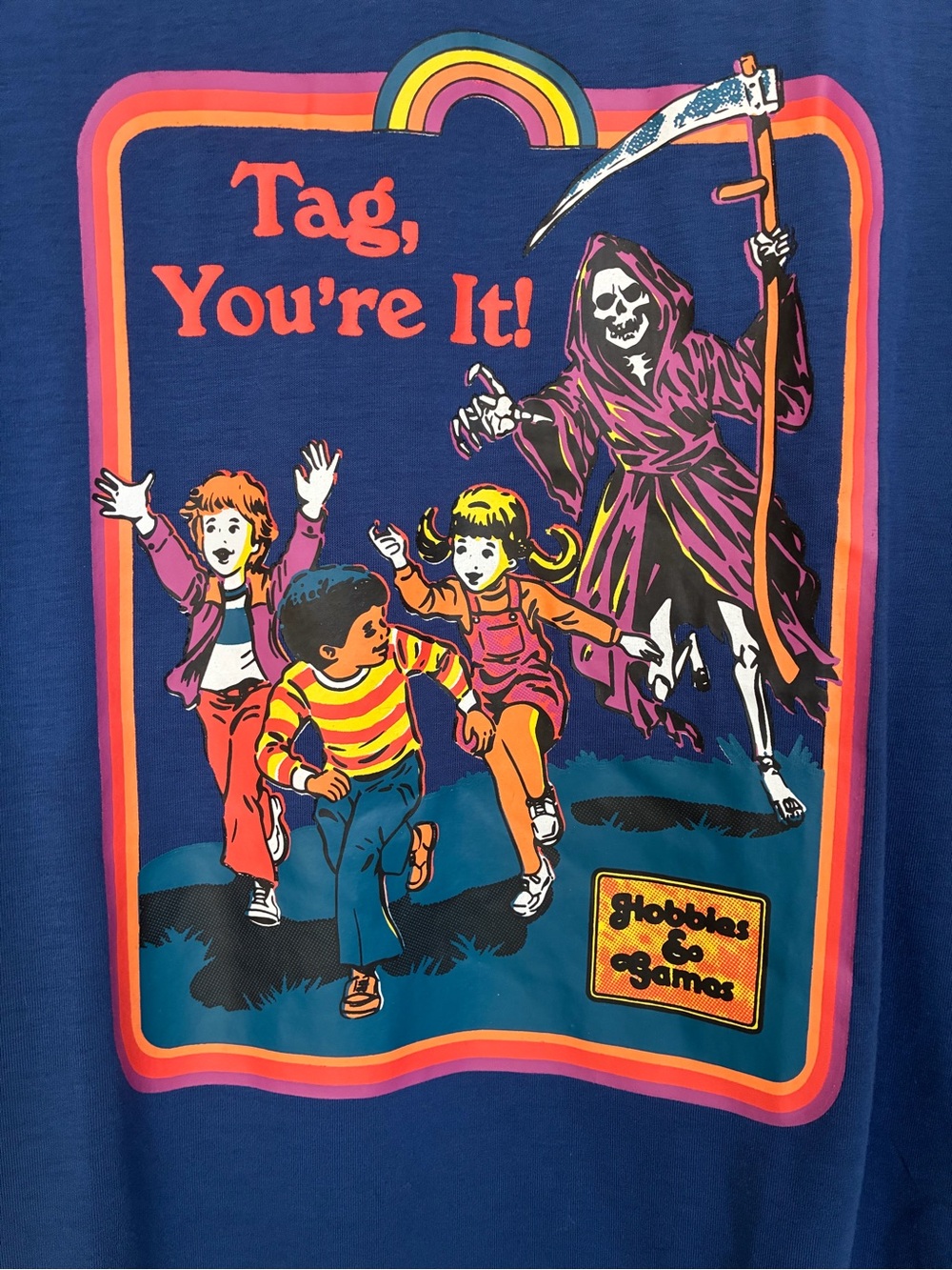 ROMWE Blue 'Tag, You're It!' Kids Grim Reaper Graphic Tee